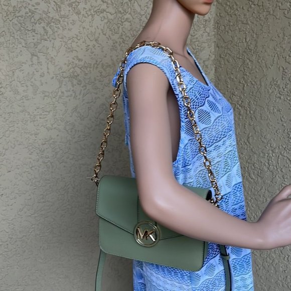 Michael Kors Carmen Medium Monogram Flap Crossbody Convertible Shoulder Bag - Picture 14 of 16